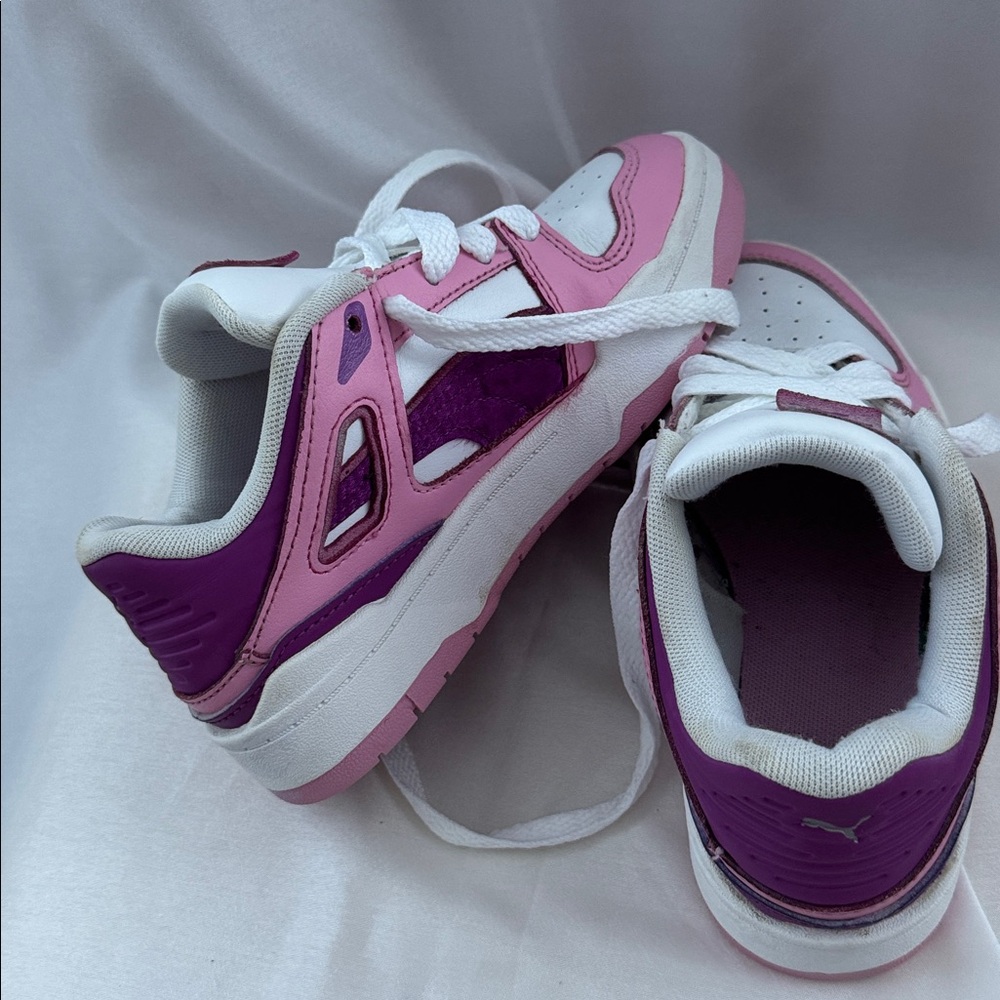 Puma Little Girl Slipstream Runaway Lace Up Sneaker Size 1 Pink, Purple & White - Picture 11 of 15